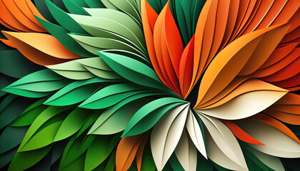 Wall Mural - abstract colorful floral background with leaves, generative ai