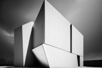 Wall Mural - Black and white photo of an architectural building. Generative AI.