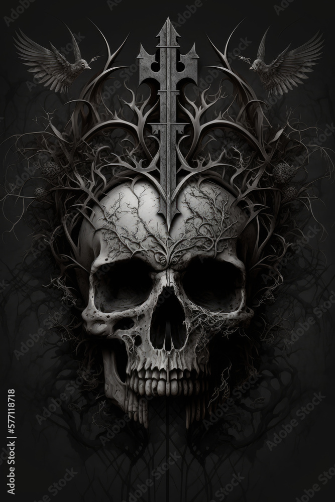 Gothic Skulls The Dark Beauty of Death AI Generated
