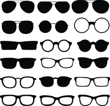 Set Of Sunglasses Icons. Black Sunglasses Silhouettes