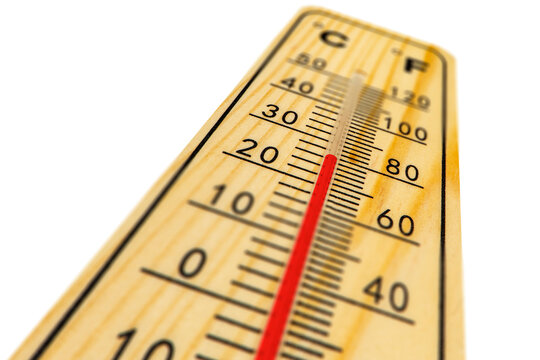 Fototapete - isolated thermometer with high temperature in summer heat