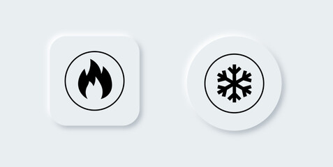 Poster - Fire flame and snowflakes symbol, in neomorphism style eps10