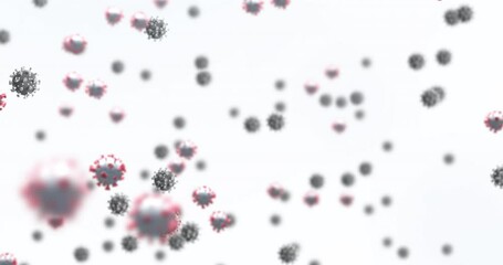 Poster - Animation of virus cells floating on white background
