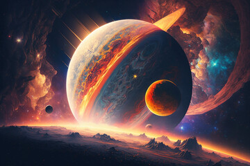 Wall Mural - Galaxy and planets