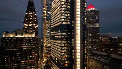 Wall Mural - City of Philadelphia at night - aerial view - drone photography