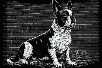 black and white stickers Bricks dog l, generative artificial intelligence 