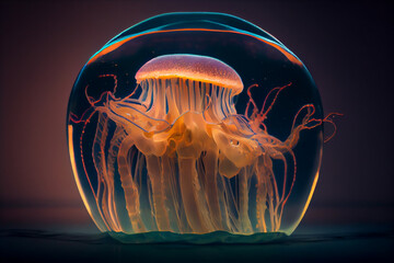 Canvas Print -  portrait of jellyfish macro.generative ai