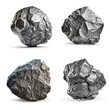 Generative ai. Collection of minerals, ores and coal on a white background