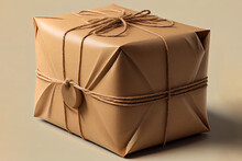 Happy Hanukkah Holiday Front View Paper Wrapped Gift. Generative Ai