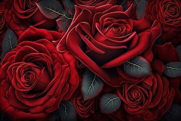 Wall Mural - Natural red roses background Generative AI