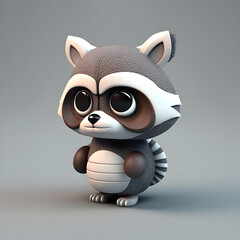 Wall Mural - Cute raccoon character design generative ai