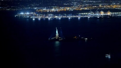 Sticker - Statue of Liberty in New York at night - travel photography