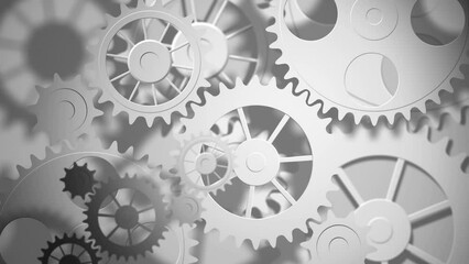 Poster - Animation of moving gears over grey background