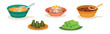 Traditional Malaysian Dishes and Served Food Vector Set