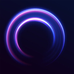 Aufkleber - Colored neon ovals or circles for swirl shiny rings light effect. Glow luminous glitter shimmer trail. Curve light effect of multicolored line. Blurred spiral ring. Bokeh effect. Vector illustration.
