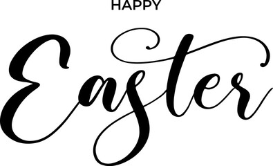 Wall Mural - Happy Easter vector calligraphy text. Happy Easter greeting card. Modern Handwritten type on transparent background. PNG image	
