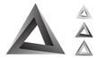 © Mykola Mazuryk - Set of four impossible triangles. Penrose triangle. Geometric 3D object optical illusion triangle icon. Modern design elements for website, poster and flyers. Vector illustration.