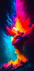 Wall Mural - Vibrant colourful abstract galaxy universe portrait wallpaper - generative AI