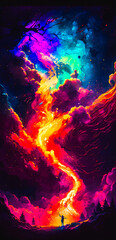 Wall Mural - Vibrant colourful abstract galaxy universe portrait wallpaper - generative AI