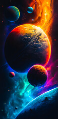 Wall Mural - Vibrant colourful abstract galaxy universe portrait wallpaper - generative AI
