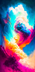Wall Mural - Abstract vibrant colorful cloudscape portrait wallpaper - generative AI
