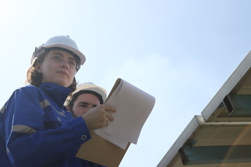 engineer working at solar farm