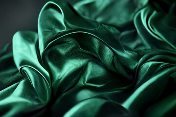  silk fabric, background emerald color, generative AI