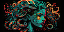 Medusa: Fierce Hair Of Snakes And A Piercing Gaze AI  Generative AI