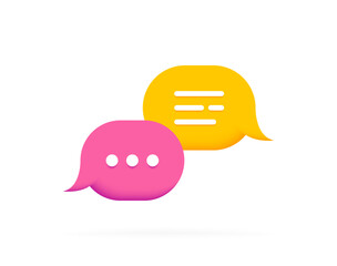 Fototapete - 3d speech bubble message box. Social media dialogue and chatting concept. Vector illustration