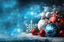 Christmas Balls. Banner. Copy Space. AI Generated