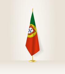 Wall Mural - Portugal flag on a flag stand.