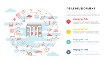 agile development concept for infographic template banner with four point list information