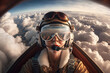 Woman aviator, travel time concept, generative ai