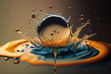 Wall Mural - macro photography of drops and splashes of water. Generative AI