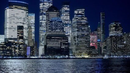 Wall Mural - Manhattan city lights at night - travel photography