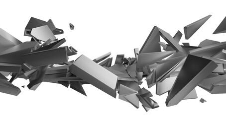 Poster - Abstract 3d render of broken shape
