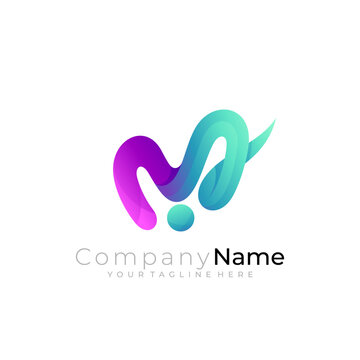 M logo and 3d colorful design combination, modern logos