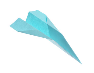 Canvas Print - Handmade light blue paper plane isolated on white