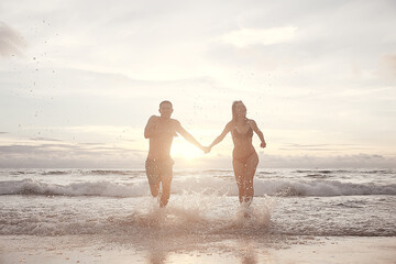 young couple on the beach, romantic person summer sea vacation