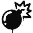 © Doa Bunda - Spray Painted Graffiti Bomb icon Sprayed isolated with a white background. graffiti Bomb icon with over spray in black over white.