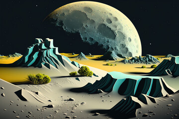 Wall Mural - lunar surface. generative ai