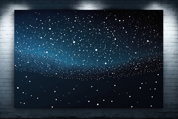 Wall Mural - Clear dark blue and black starry night sky filled with a lot of tiny white dot like small shiny bright stars constellation Far from the city landscape. Horizontal abstract Space background texture