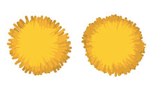 Set Of Two Yellow Pompoms Isolated Over White Background, Vector Illustration