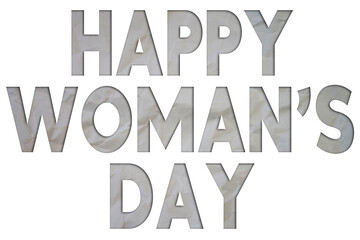 Poster - Happy Woman's Day text with Torn, Crumpled White Paper on colored background.