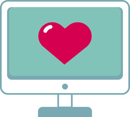 Wall Mural - There is a heart pattern on the computer screen