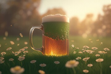 Mug chopp of St patrick's holiday Generative AI Art Illustration