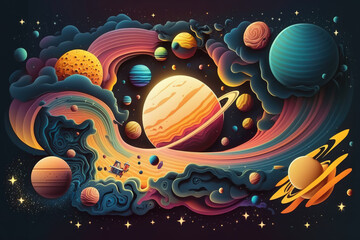 Wall Mural - Abstract illustration of universe. Generative AI