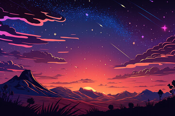 Wall Mural - Sky and stars at sunset. Generative AI