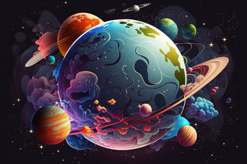Wall Mural - Universe Space Earth. Generative AI