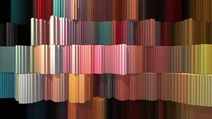 3D blocks abstract background loop. Colorful moving cuboids affected by fractal turbulence. Seamless looping.